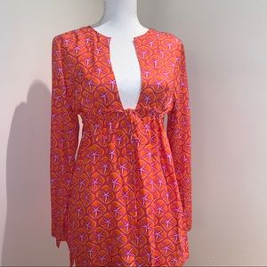 ESCAPADA BEACH COVER UP TUNIC NWT M PINK/ORANGE
